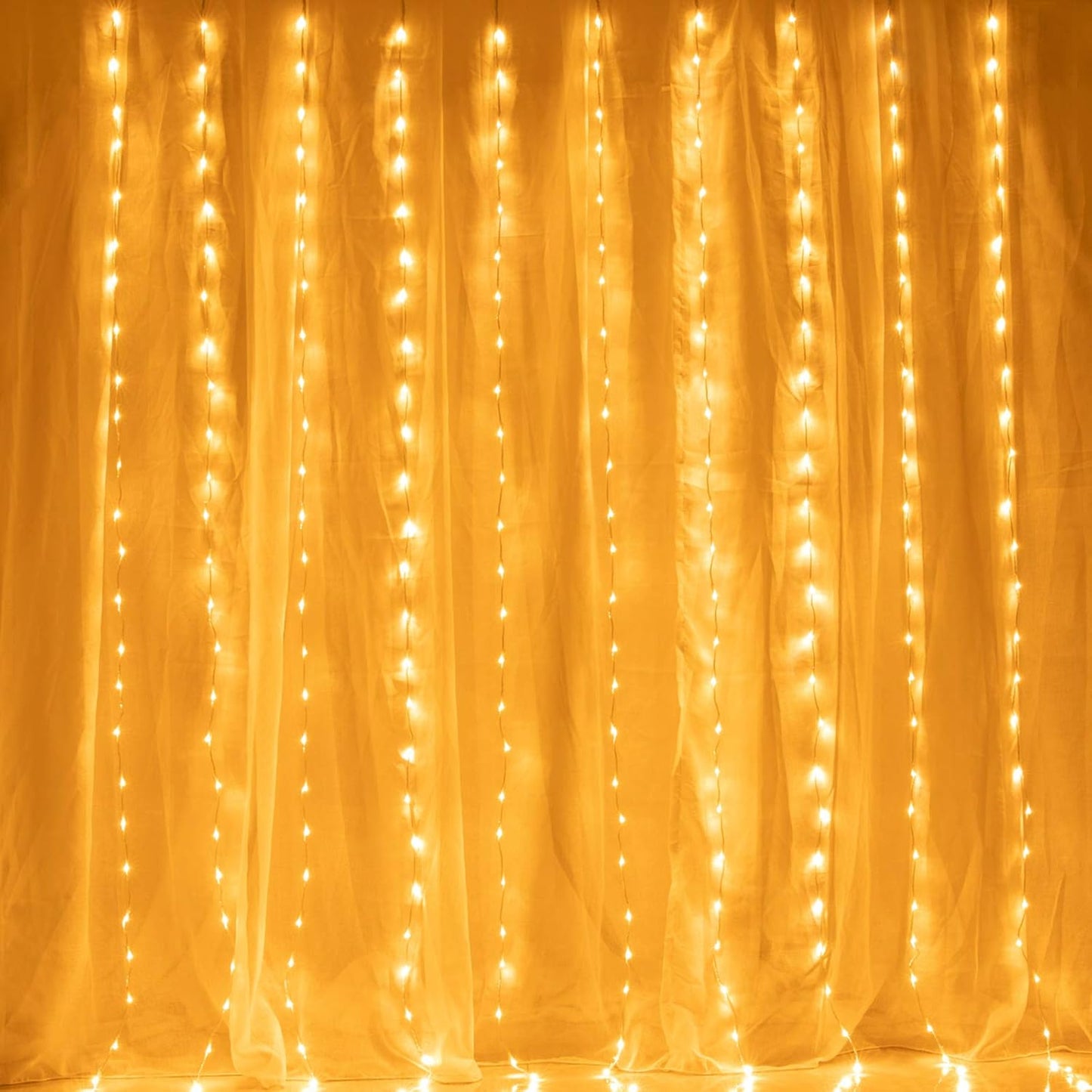 AWQ 300 LED 6.6ft x 9.8ft Window Curtain String Light Window Fairy Lights 8 Modes for Christmas Wedding Home Garden Bedroom Outdoor Indoor Wall Decor (Warm White)