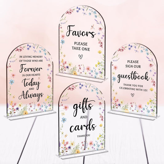 4 Pcs Wedding Decor, Ceremony Sign, Wedding Sign for Reception & Event Party,Bridal Shower Decorations, Wedding Table Decor Accessories for Anniversary And Event 5x7 Inch