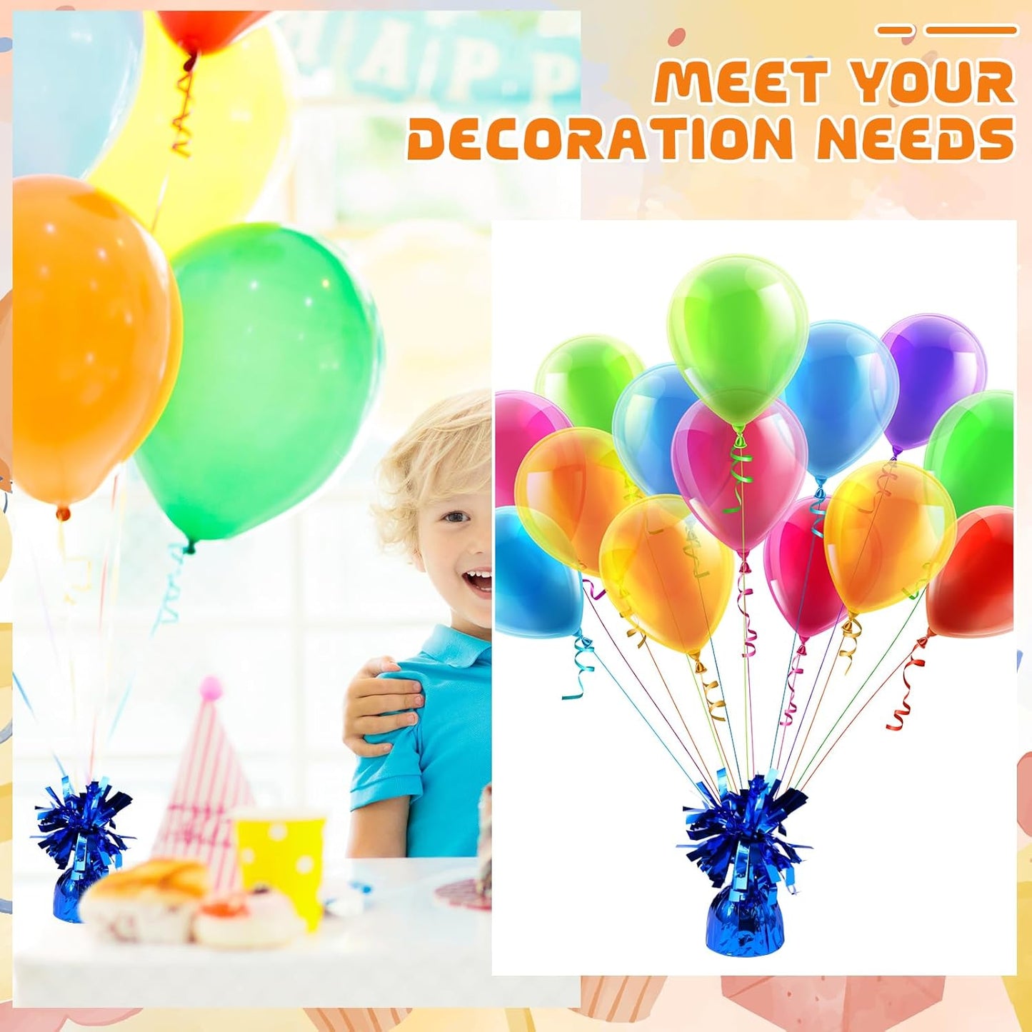 6 Pack Blue Balloon Weights Metallic Holder Anchors Balloon Holder Weights for for Birthday 2025 Graduation Party Christmas Wedding Celebration Decoration (Blue)