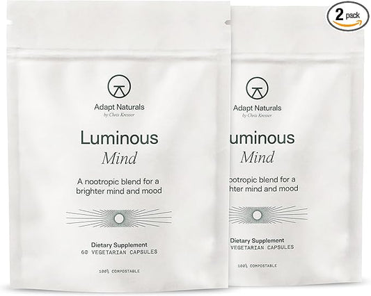 Adapt Naturals Luminous Mind Nootropic Brain Supplement with Ginkgo Biloba, Bacopa and Lions Mane | Memory, Focus, Mental Clarity and Elevated Mood Support | No Caffeine, Crash Free - 60 Days Supply
