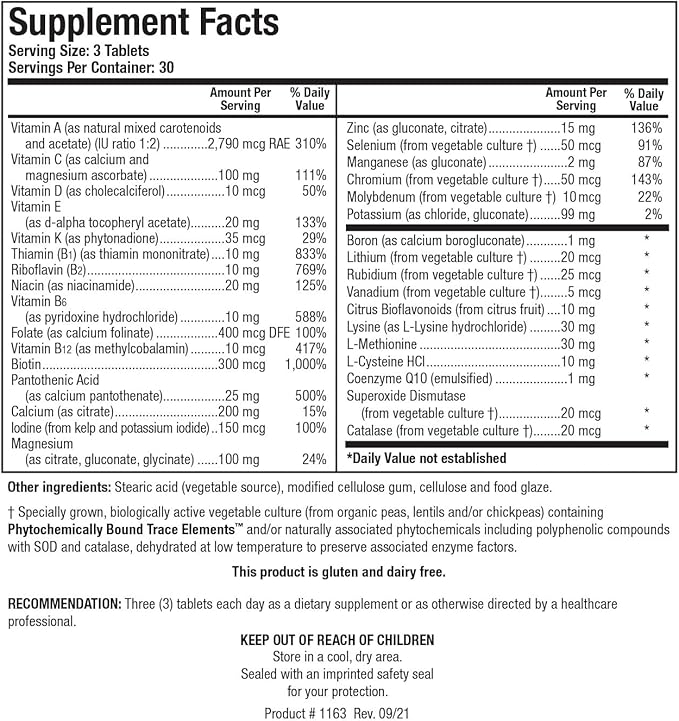 Biotics Research Bio-Multi Plus Iron & Copper Free Multivitamin, Chelated Minerals, Emulsified Fat Soluble Vitamins, Iron Free, Copper Free, High antioxidants, SOD, Catalase, 90 Tabs