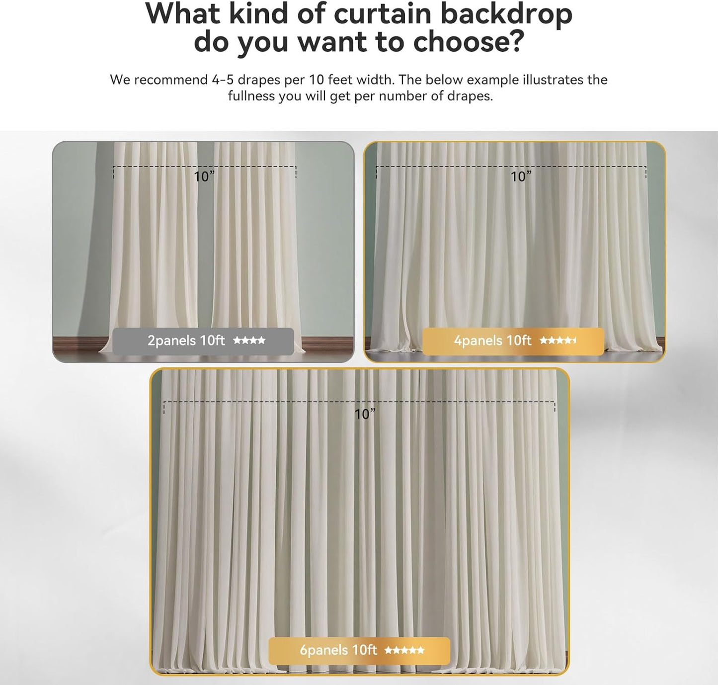 Ledido 10×10ft Tulle Backdrop Curtains with Lights String - 300LED Fairy Lights Sheer Curtain Backdrop for Weddings Baby Shower and Birthday Party Decorations(8 Panels 5×10ft)