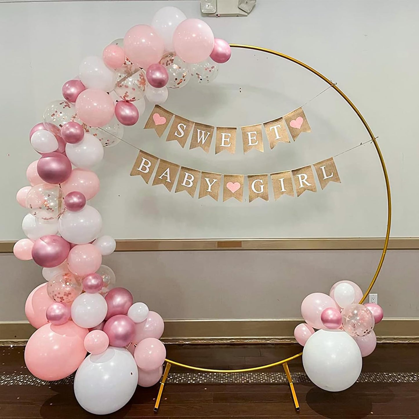 Pink Balloon Set - 12 Inch Metallic, Light Pink and White Latex, Pastel Macaron Pink Party Decoration for Girl Women Birthday, Wedding, Baby Shower, Valentine's Day