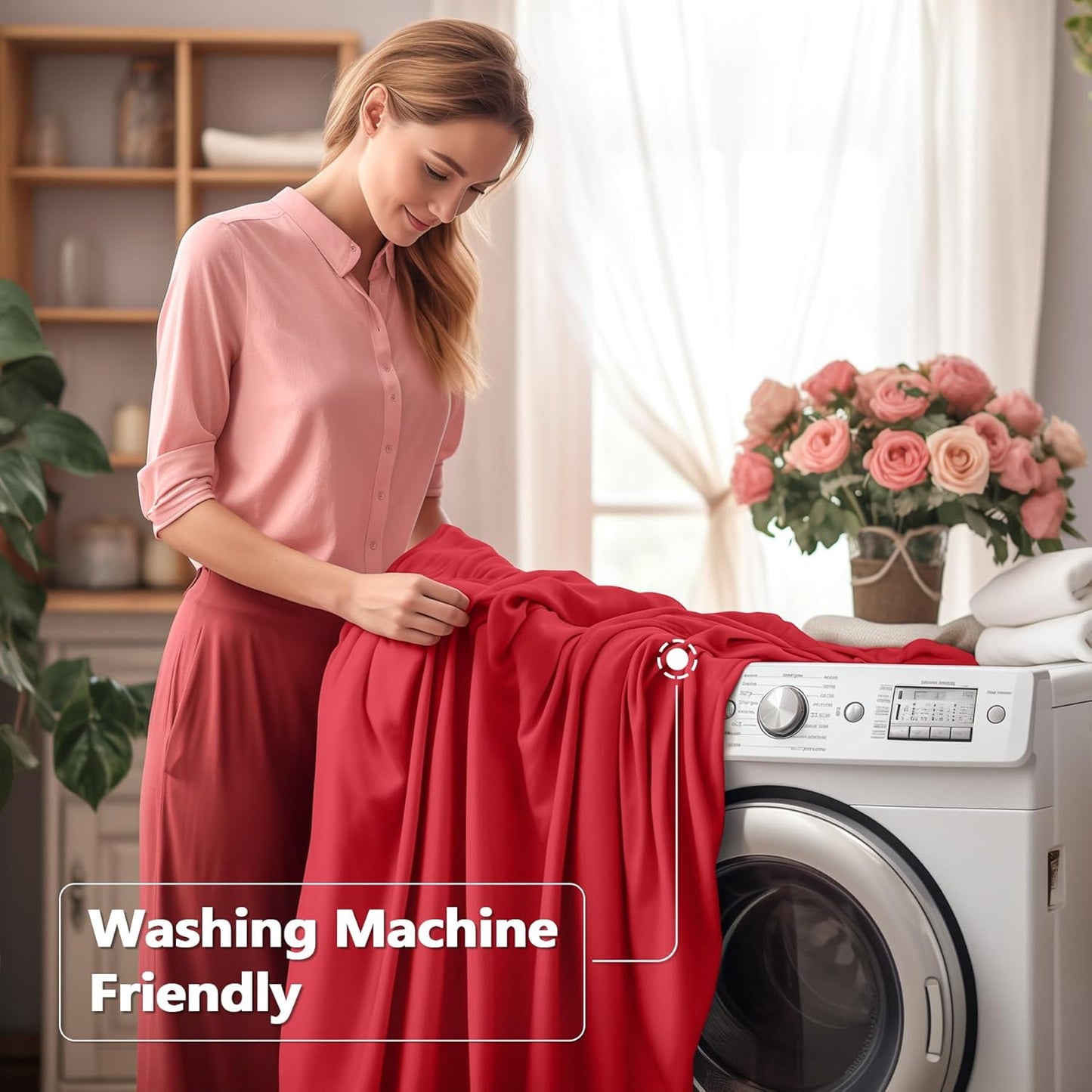 Wish Care 2 Pack Red Spandex Table Clothes for 4 Foot Rectangle Tables, 4FT Wrinkle Free Fitted Tablecloths Ruffles Design Stretch Table Cover for Party, Banquet, Wedding and Events