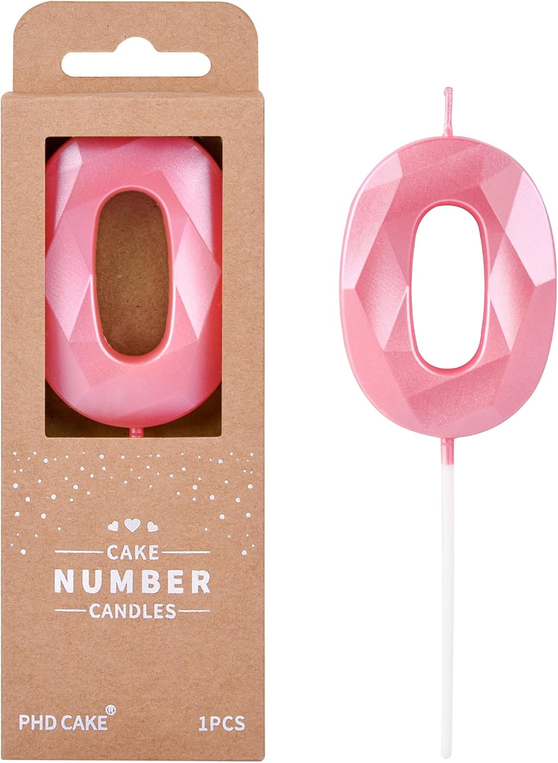 PHD CAKE 2.76 Inch Crystal Pink 0 Number Birthday Candles, Pink Number Candles, Cake Number Candles, Party Celebration