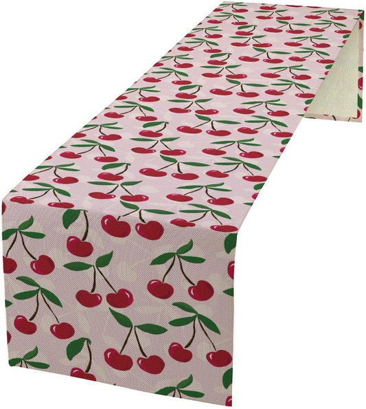 Cherry Table Runner,Spring Summer Fruit Table Runner for Kitchen Dining Table Home Party Decoration 13x72 Inch