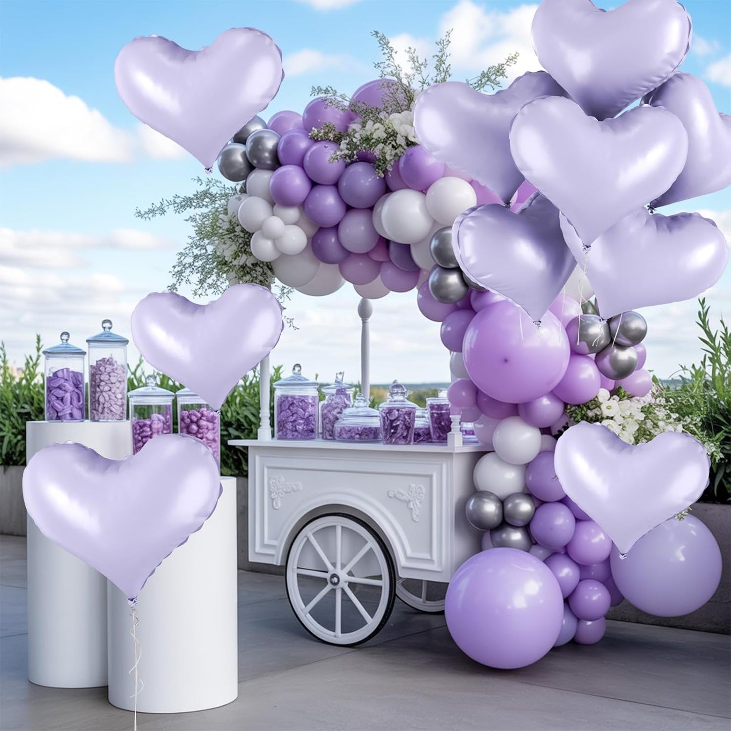 24 Inch Purple Heart Balloons, Heart Shaped Foil Balloons, Purple Helium Balloon for Valentines Day Bridal Shower Anniversary Wedding Birthday Party Decorations