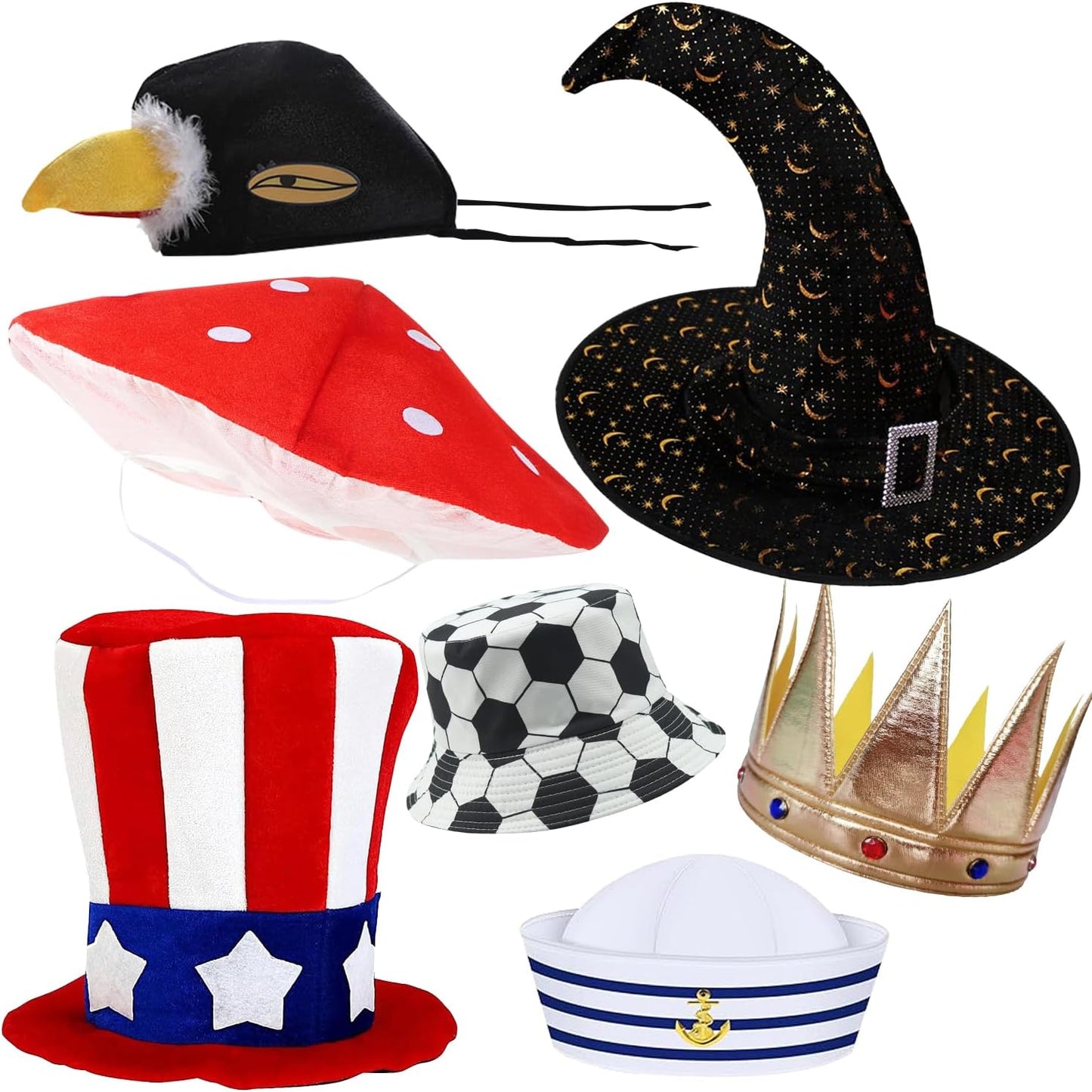 Bulk Premium Funny Hats, 24 Assorted Dress Up Costume Hat, Crazy Party Hats, Novelty Party Hats, Costume Hats for Adults, Teens, Photo Booth Prop for Graduation, Wedding, Birthday, Bachelorette, etc