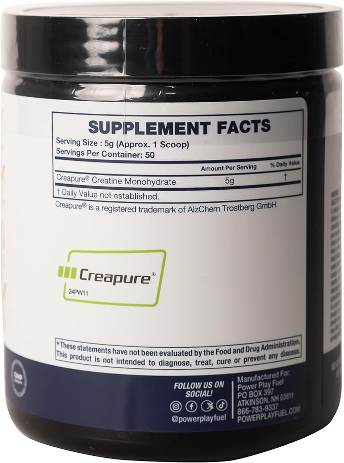 CREATINE Monohydrate Powder – Supports Energy, Brain & Muscle Health, and Recovery for Men & Women - Gluten & GMO Free, Soy Free, Sport Certified – Unflavored, 250 G, 50 Servings