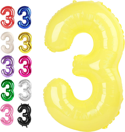 Number Balloon 3 Yellow Macaron