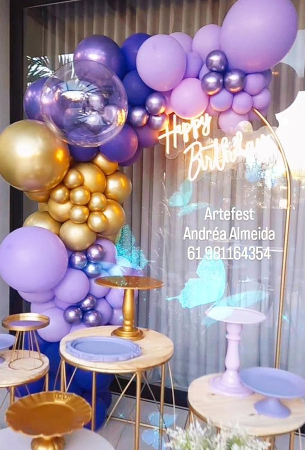 Purple and Gold Balloons, 50pcs 12 Inch Purple Gold White Balloons Metallic Purple Balloons Pastal Purple White Balloons for Purple Birthday Decorations Shower Princess Theme Party Decorations