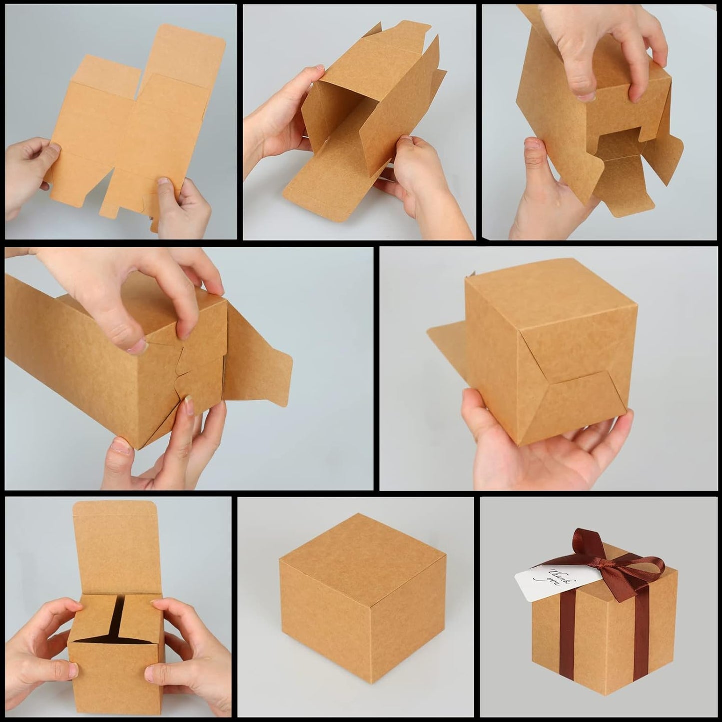 100 Pack Small Gift Boxes, 2x2x2 Inches Favor Boxes Brown Paper Gift Boxes with Lids for Presents, Crafting, Cupcake Boxes, Gifts, Candy Boxes for Wedding Party Bridal Shower Baby Shower Favors