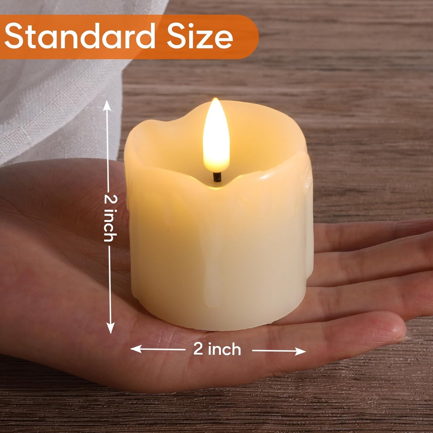 Eywamage Ivory Dripping Wax Flameless Votive Candles with Remote Batteries, 2x2 in Flickering Christmas LED Candles Set of 6