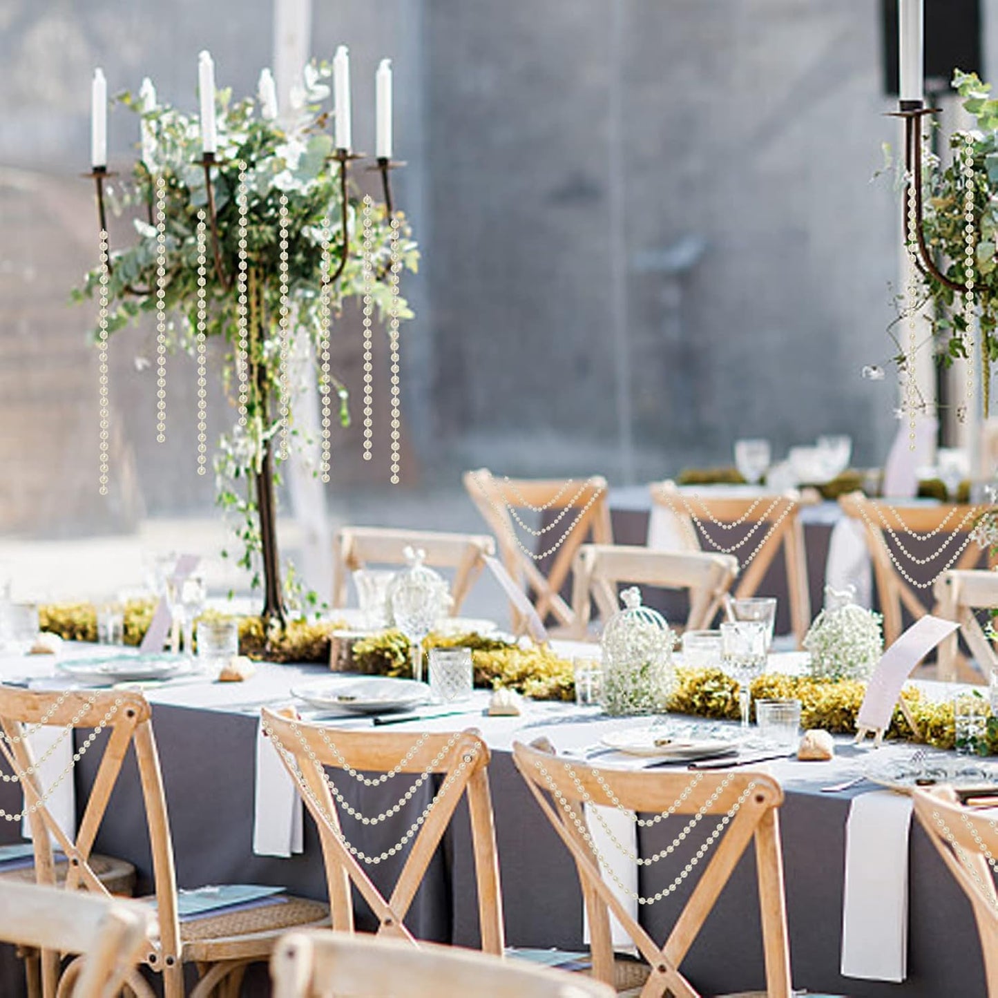 Faux Ivory Pearl Beads Garland - 6mm Christmas Tree Beads 22 Yards Ivory Pearl Strands Spool Pearl String Bead Roll for Wedding Party Christmas Tree Decoration(6mm 22Yards, Ivory)