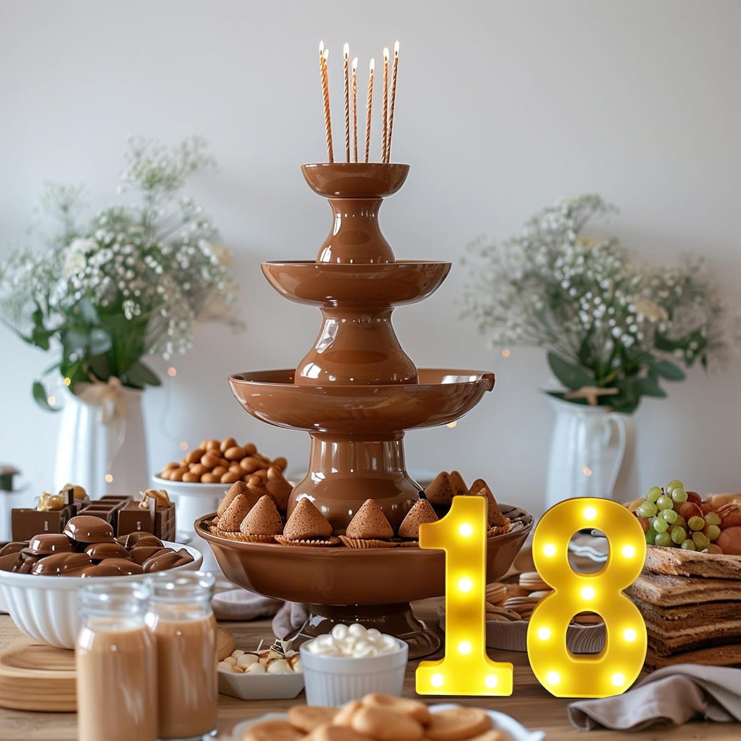 18th Birthday Decorations for Girls and Boys,Happy 18th Birthday Decorations for Men Centerpieces Table,18 Light Up Numbers Sign Led for Party Backdrop Wall Decor for Wedding Anniversary Home