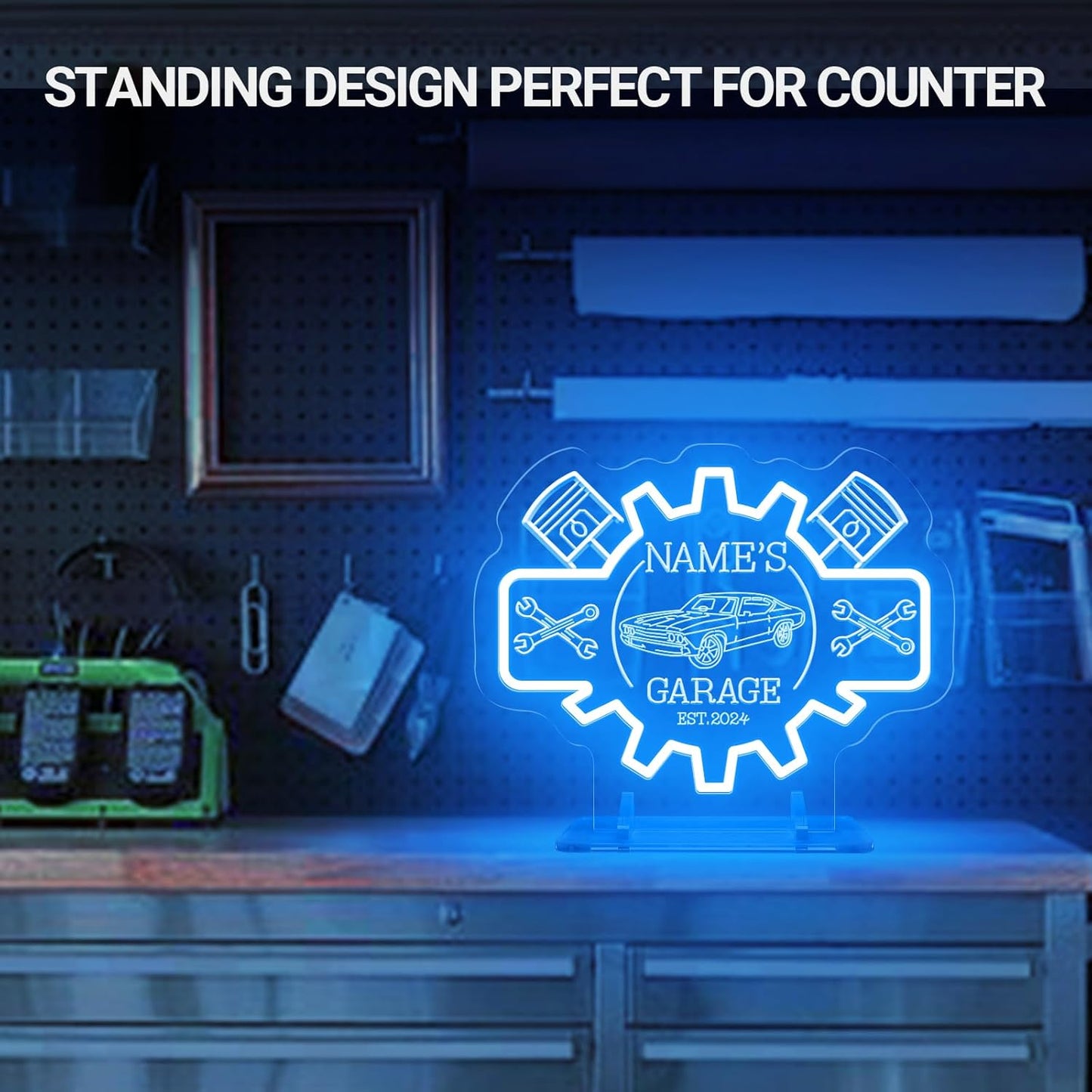 Custom Garage Neon Sign for Wall Decor, Personalized LED Garage Name Signs for Father's Day Gifts, Customized Dimmable Neon Lights for Workshop Carport Repair Shop Carbarn Man Cave Business