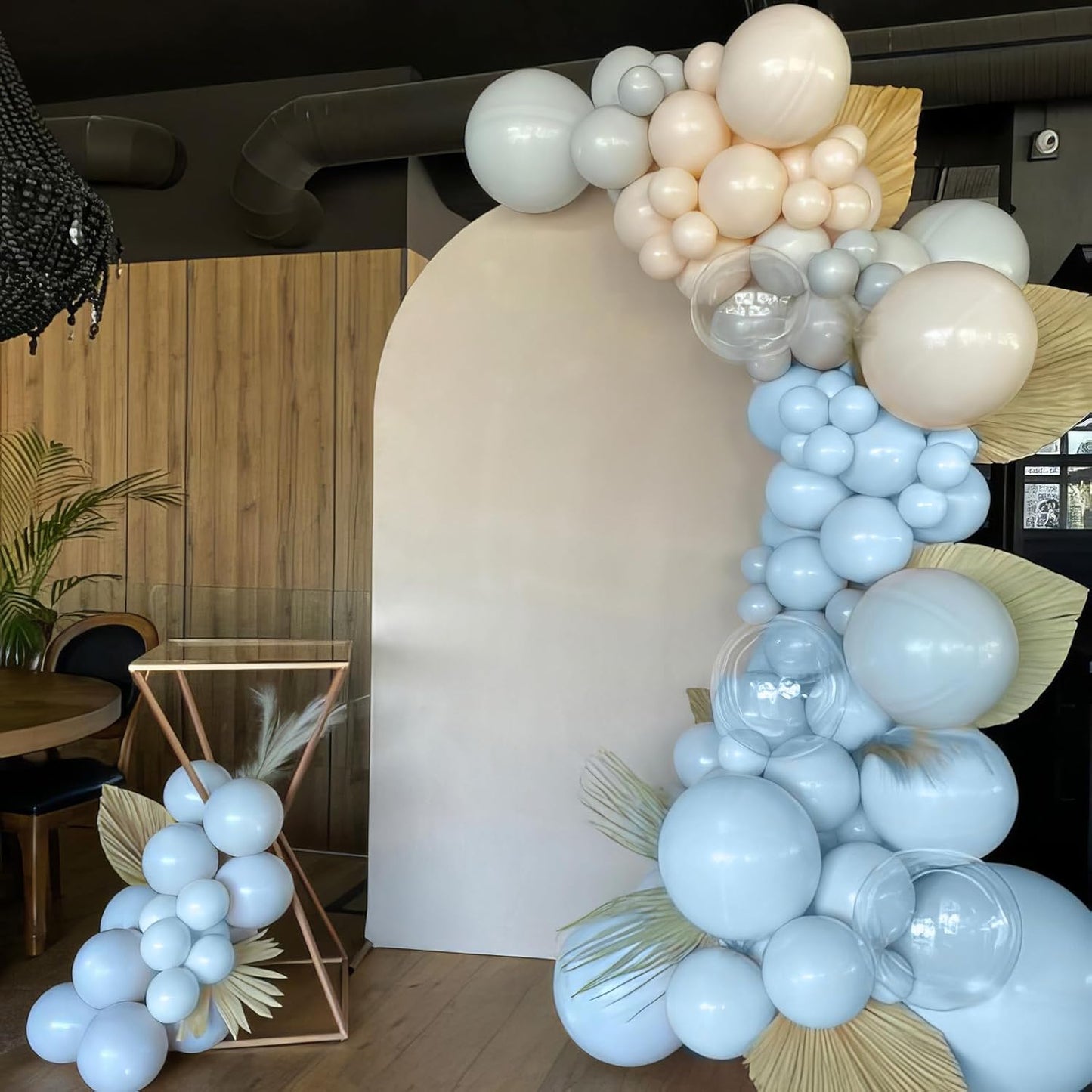 Dusty Baby Blue Balloons, 50Pcs 12 Inches Light Blue White Metallic Gold Confetti Birthday Balloons for Boy Baby Shower Birthday Party Wedding Anniversary Bridal Engagement Graduation Decorations