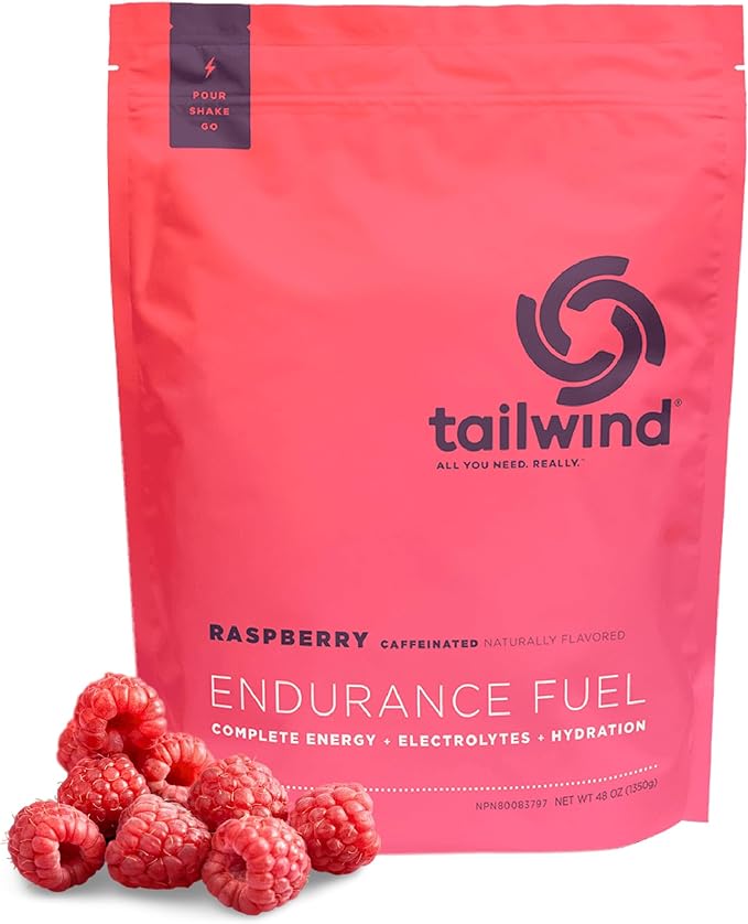Tailwind Nutrition Endurance Fuel, Carbohydrate & Electrolyte Sports Drink Mix Powder, Gluten-Free, Vegan, Raspberry Buzz, 50 Servings (Caffeinated)