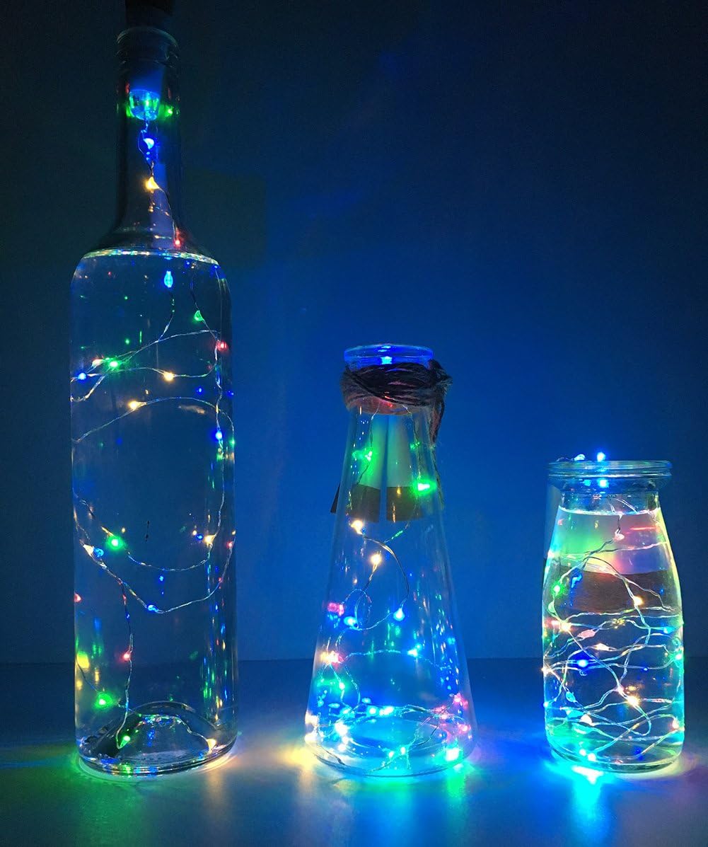 NeoJoy Rechargeable Wine Bottle Lights, LED Cork Lights USB Fairy String Lights for Parties Decoration, Colorful Set of 6