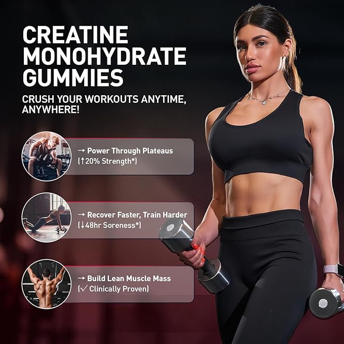 Creatine Monohydrate Gummies for Men & Women, Blueberry Flavor, 120 Count