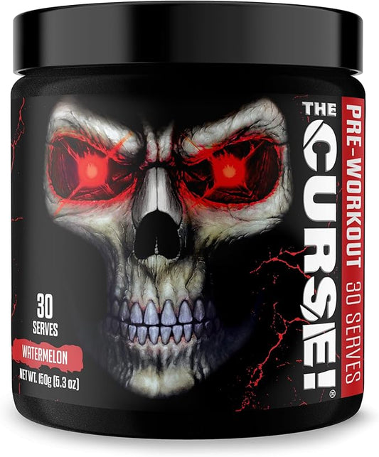 JNX SPORTS The Curse! Pre Workout Powder for Men & Women, Caffeine, Beta-Alanine, Creatine, L-Citrulline, 30 Servings, Watermelon Flavor – Boost Energy, Strength & Focus