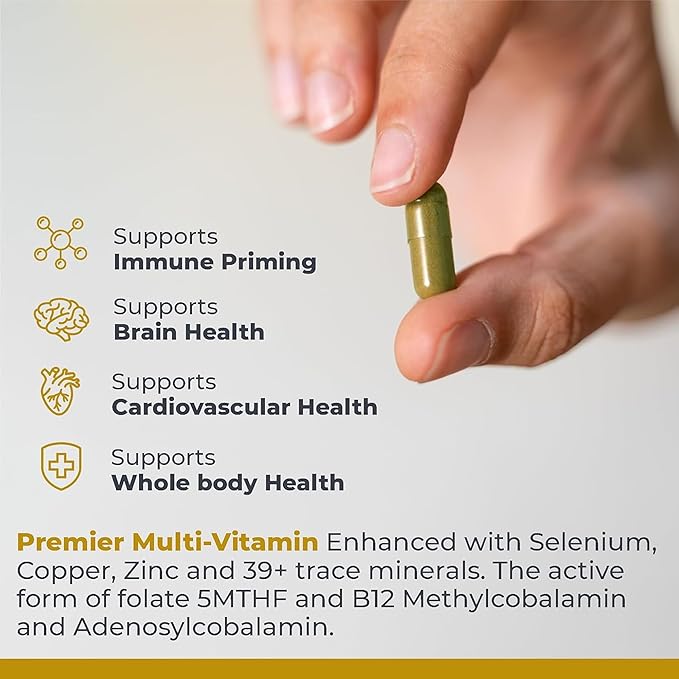 Premier Research Labs Multi-Vitamin - Immune, Brain & Heart Support | with Prebiotics and Postbiotics | Vegan Capsules for Men & Women. Gluten & Soy Free - 120 Plant-Sourced Capsules