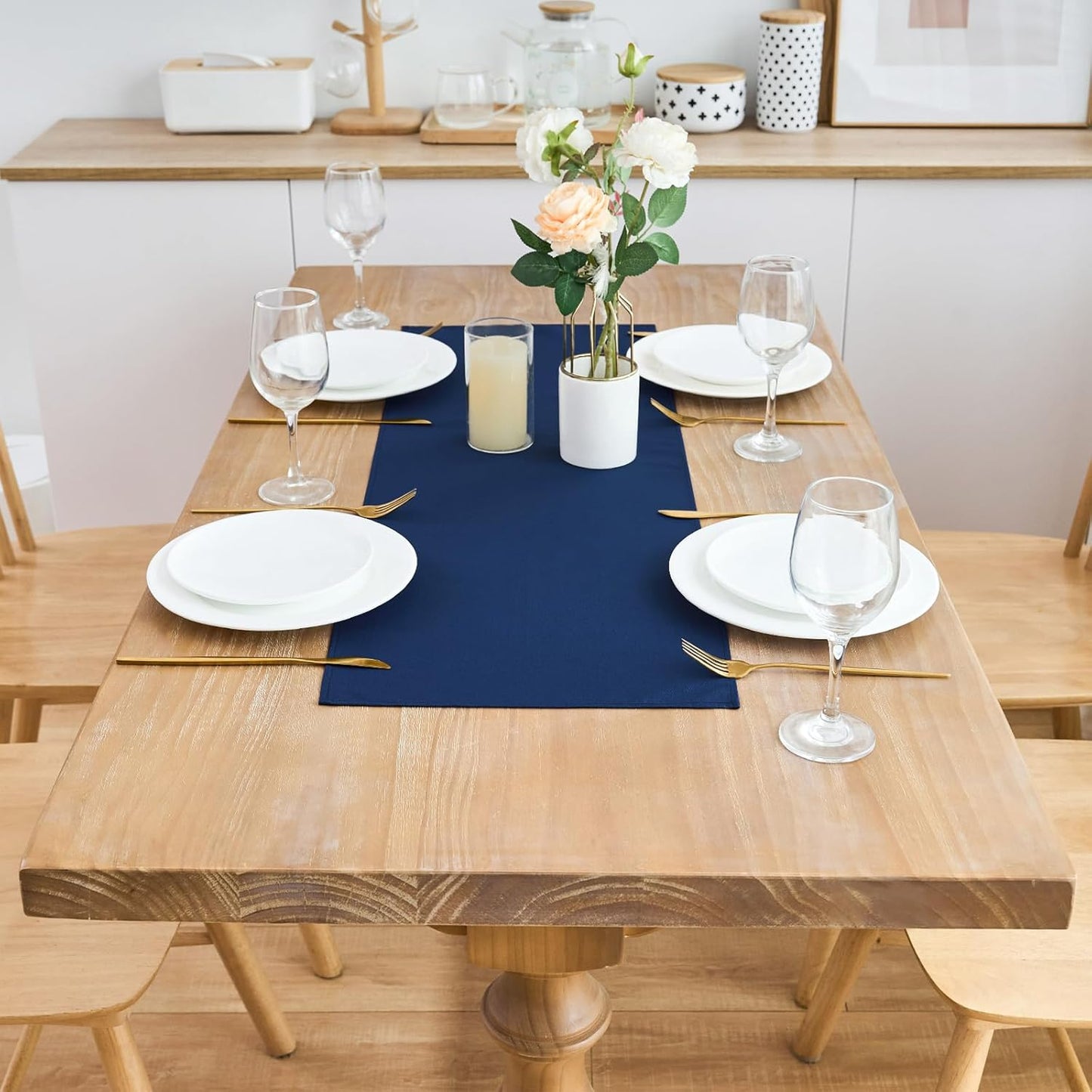 2 Pack Navy Blue Small Short Table Runner 12 x 36 Inch Solid Color Runners Coffee Table Dresser for Daily Party Home Decoration