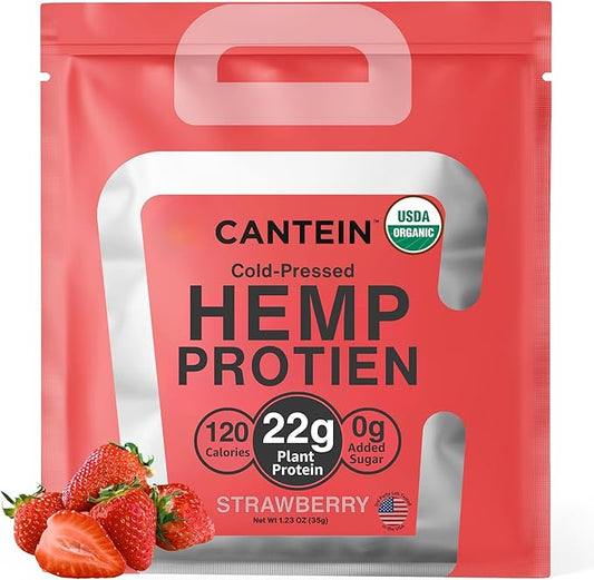 Organic Hemp Protein, Vegan Protein Powder, Clean Plant Based Protein Powder, Non Dairy Protein, Lactose Free Natural Protein, Gluten Free- 1 Servings, Strawberry