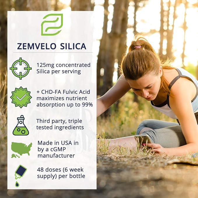 Liquid Ionic Silica - Hair, Skin & Nails Nutrition | Collagen Support | Joint Support for Health Tendons & Cartilage | 8 oz, 48 Day Supply