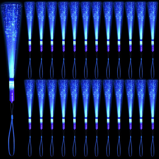 48 PCS Blue Glow Fiber Wands Sticks LED Light Wands 3 Modes Flashing Fiber Optic Light Rod Bulk Fiber Optic Wands for July 4th Halloween Bar Wedding Party Supplies