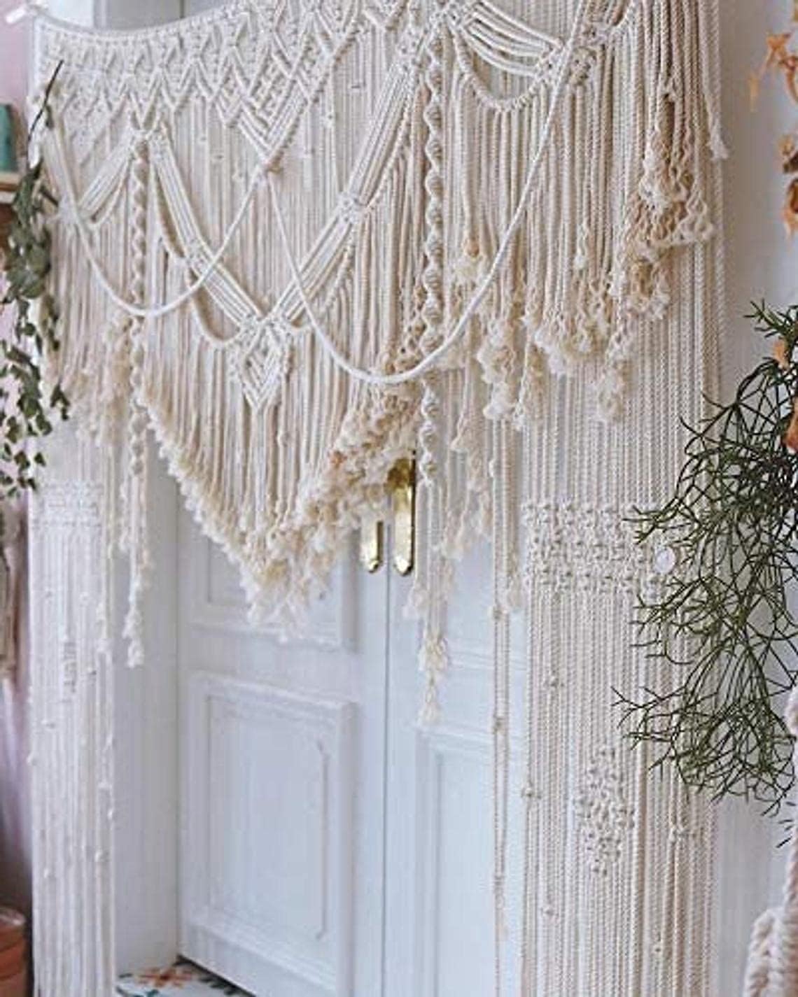S.N.HANDICRAFTS Macrame Large Curtain Bohemian Boho Decoration Backdrop Wedding Wall Hanging (75X85)