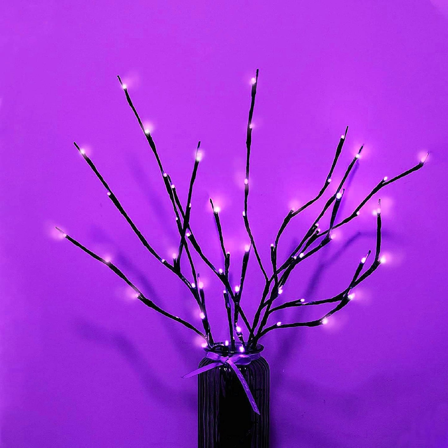 MENCH Branch Lights,3 Pcs Twig Light USB&Battery Powered 8 Flashing Modes by Remote Control.Branch Lights for Indoor, Light Up Decorations for Halloween Day and Christmas,Purple