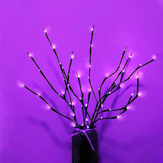 MENCH Branch Lights,3 Pcs Twig Light USB&Battery Powered 8 Flashing Modes by Remote Control.Branch Lights for Indoor, Light Up Decorations for Halloween Day and Christmas,Purple