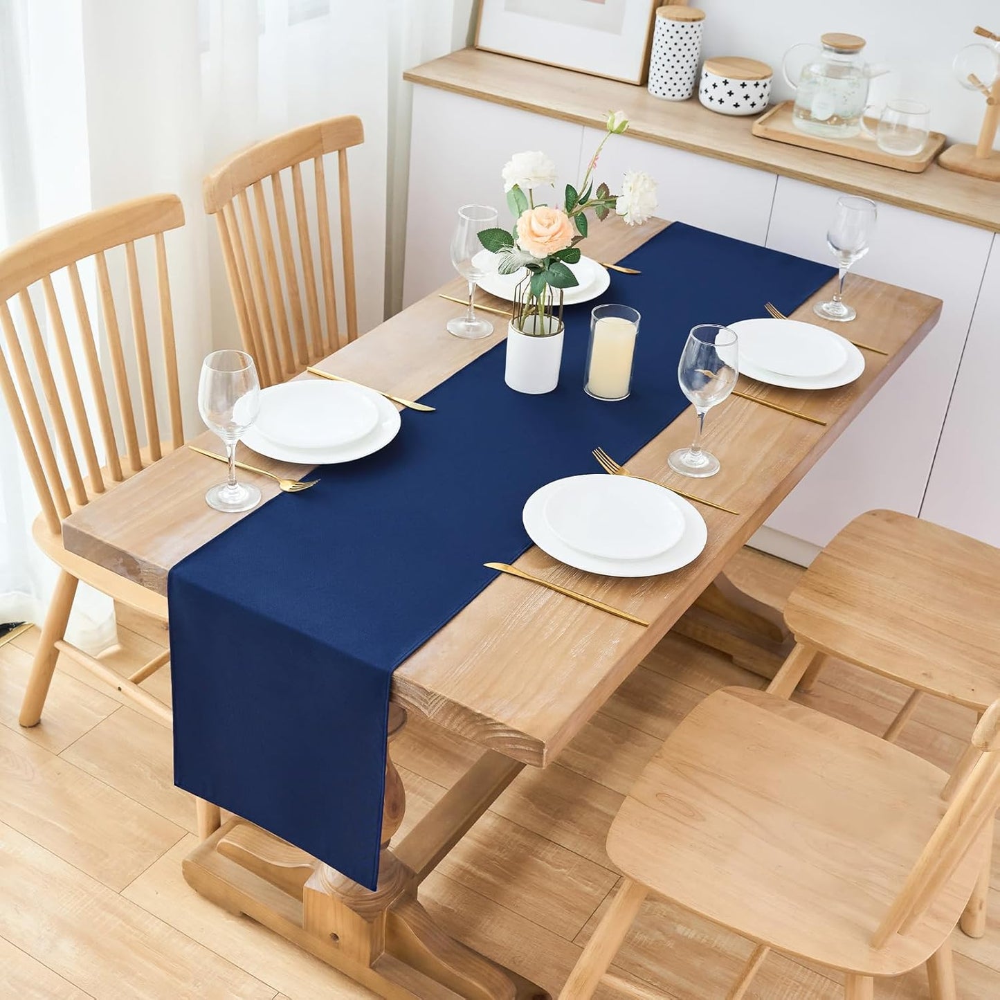 2 Pack Navy Blue Table Runner 12 x 72 Inch Solid Color Farmhouse Runners Coffee Table Dresser for Daily Party Home Decoration