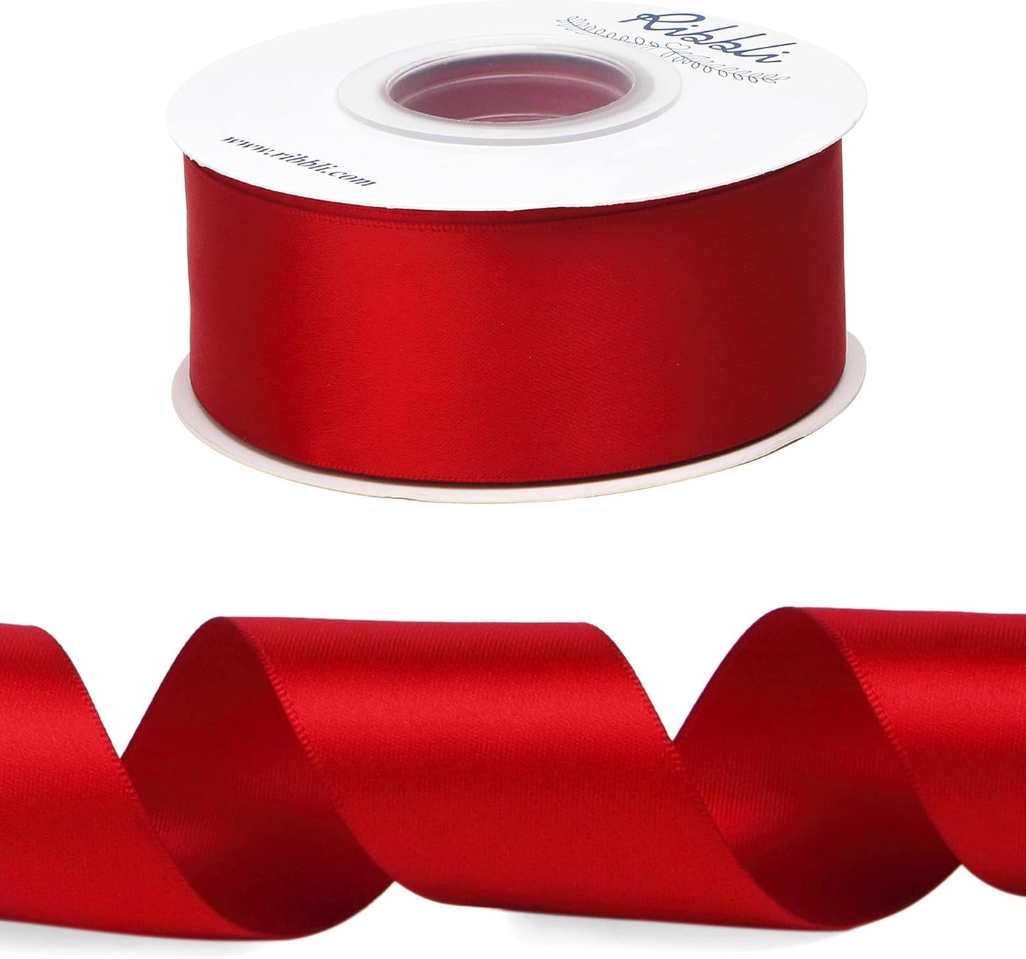 Ribbli Red Double Faced Satin Ribbon,1-1/2” x Continuous 25 Yards,Use for Bows Bouquet,Christmas Gift Wrapping,Floral Arrangement