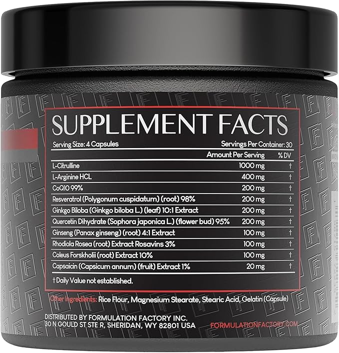 Heart of Steel: 10-in-1 Metabolic Maximizer Nitric Oxide Supplement, Blood Pressure Support, L Arginine, L Citrulline Natural Pre-Workout: Energy Management 240 Count (2 Pack)