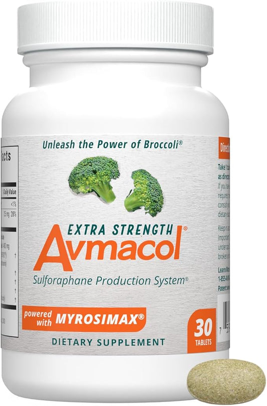 Nutramax Laboratories Avmacol Extra Strength Sulforaphane-Producing Supplement for Detoxification, Antioxidant Support, Immune Health, Adults & Children, Moringa, 30 Tablets