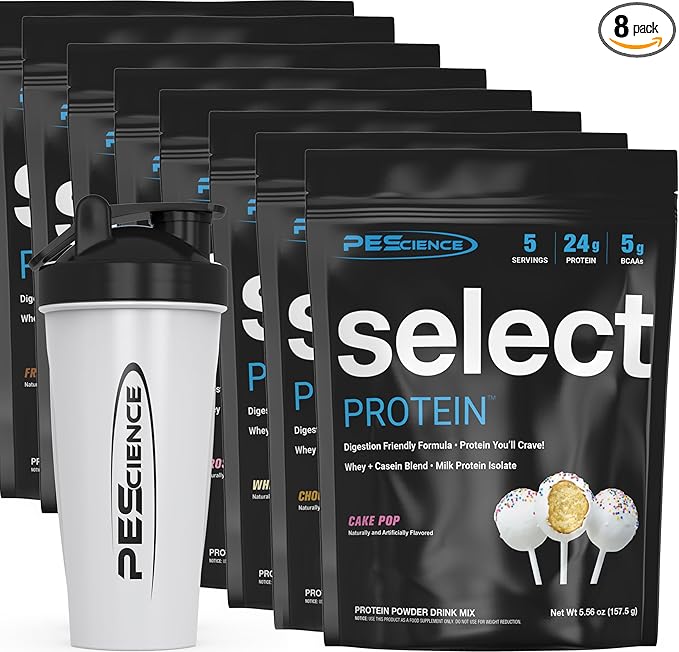 PEScience Select Protein Powder Variety Pack, 40 Serving Protein Powder Sample Pack, 8 Flavors, Whey and Casein Blend, Keto Friendly and Gluten Free