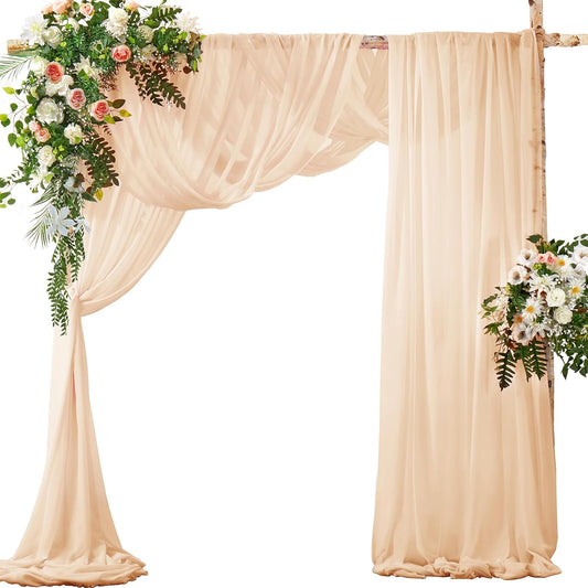 SiinvdaBZX 2 Panels Wedding Arch Draping Fabric 30" x 20Ft Peach Pink Sheer Chiffon Fabric Outdoor Extra Long Decorative Drapery for Party Ceremony Ceiling Curtain Backdrop