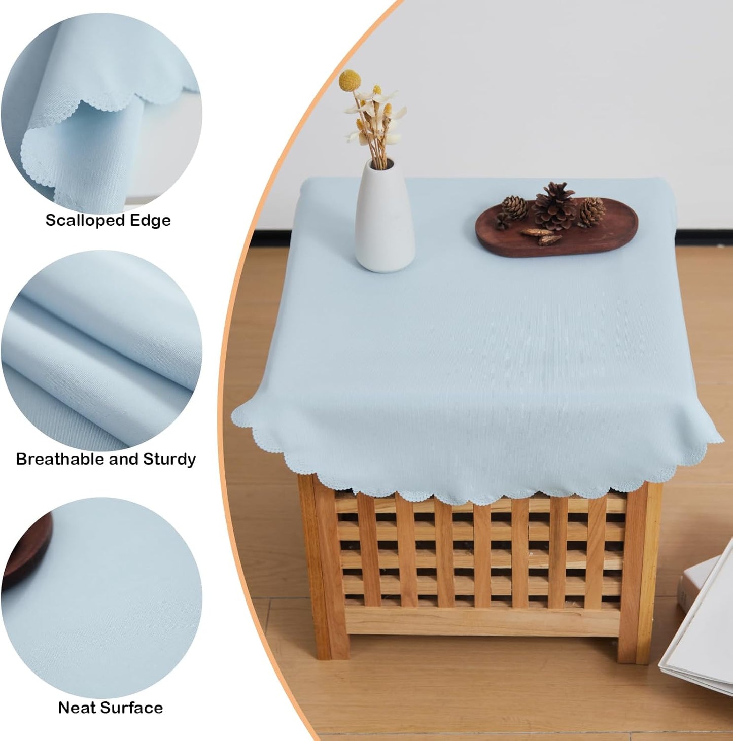 Small Round Light Blue Tablecloth 24 Inch Polyester Fabric Washable Table Cover Decorative Wrinkle Resistant Solid Color Table Cloth for Nightstand Party Wedding Camping