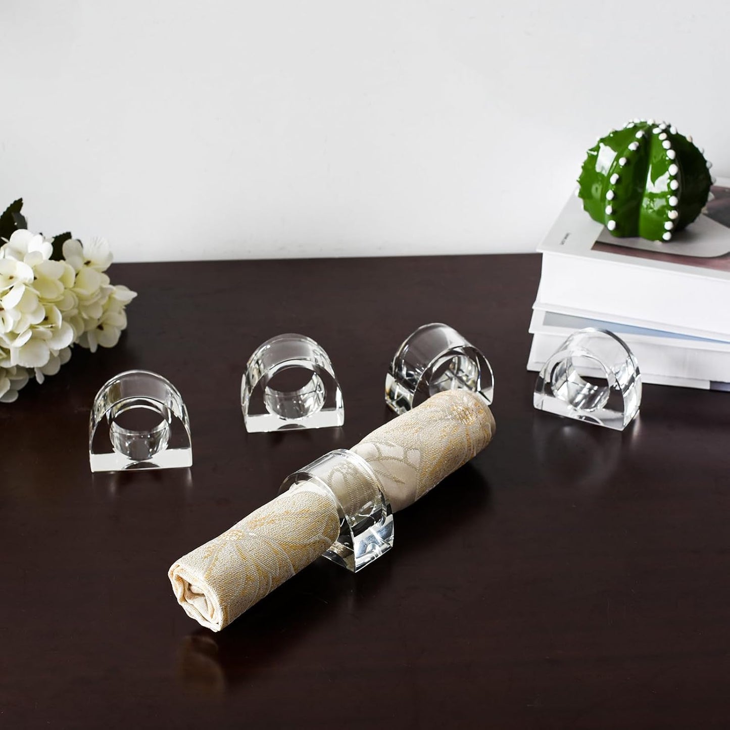 Crystal Napkin Rings, Elegant Dining Table Holders for Formal & Casual Dining, Wedding Reception, Holiday Table Setting, 12 Pack