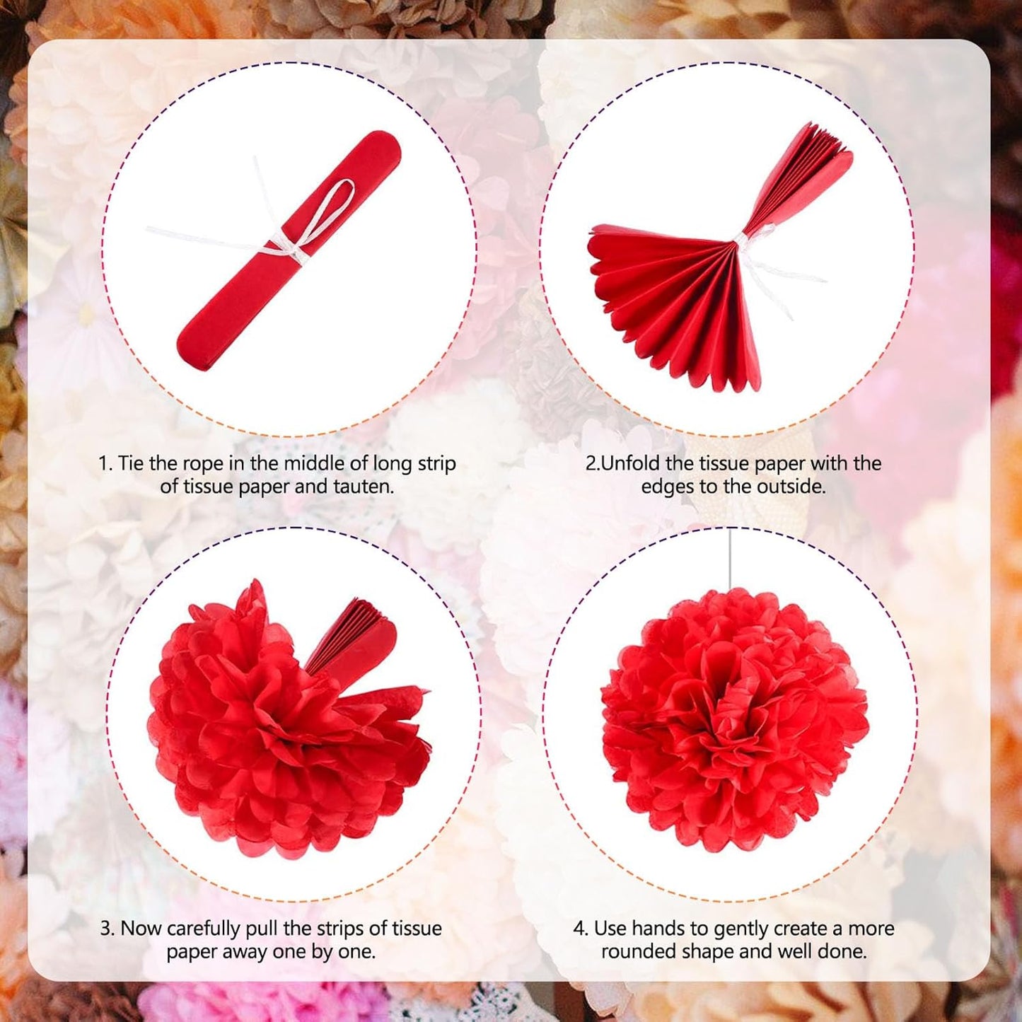 Tissue Paper Pom Poms, Fuchsia Tissue Paper Flowers, Hanging Flower Balls for Weddings Fiesta Parties Birthday Baby Showers Classroom Bridal Shower Decoration (20Piece Set-6/10/12/14Inch)