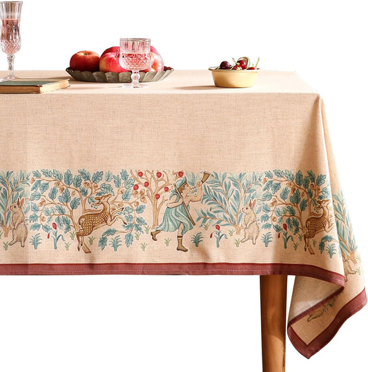 patdrea Designer Vintage French Square Tablecloth,Breathable Anti-Wrinkle Linen Trees Pattern Table Cloth,Decoration Table Cover for Kitchen Dining Christmas,Thanksgiving,67"x67"-Tatiana D