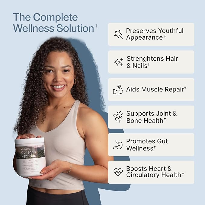 Collagen Peptides Powder Grass-Fed Pasture-Raised Hydrolyzed Collagen Powder, Type I & III Hair, Nails, Skin and Joints, Non-GMO, Paleo & Keto, Unflavored, 10 Fl oz. 30 Servings