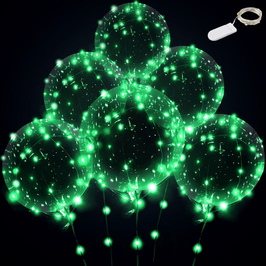 LED Balloons Light Up - Clear, Transparent, Green with Battery for Party, Birthday, Anniversary, Wedding