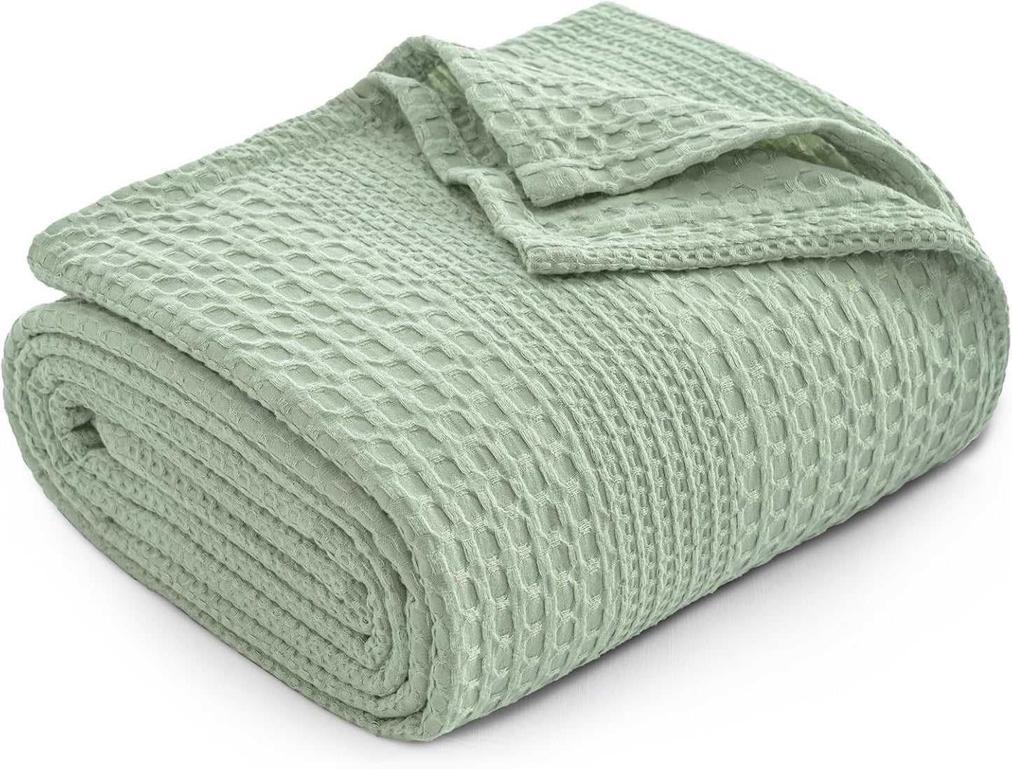 PHF Lightweight Waffle Weave Blanket King Size, Breathable & Ultra Soft, 104"x 90" Soft & Cozy Thin Blanket for All Season & Hot Sleepers, Bed, Home Decor - Sage Green