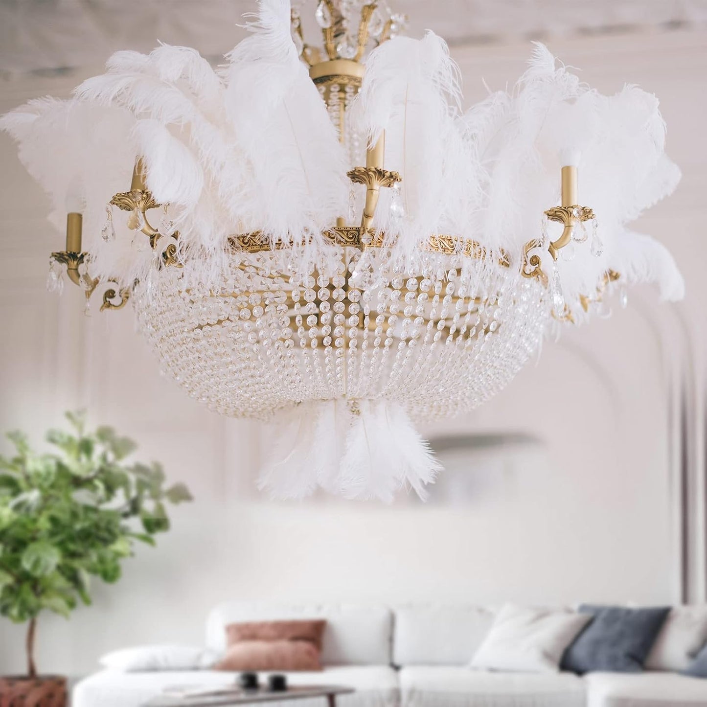 Maitys 90 Pcs Large Natural Ostrich Feathers Bulk 14-16 Inch (35-40cm) 12-14 Inch (30-35cm) 10-12 Inch (25-30cm) Ostrich Feathers Plumes for Centerpieces Wedding(White)