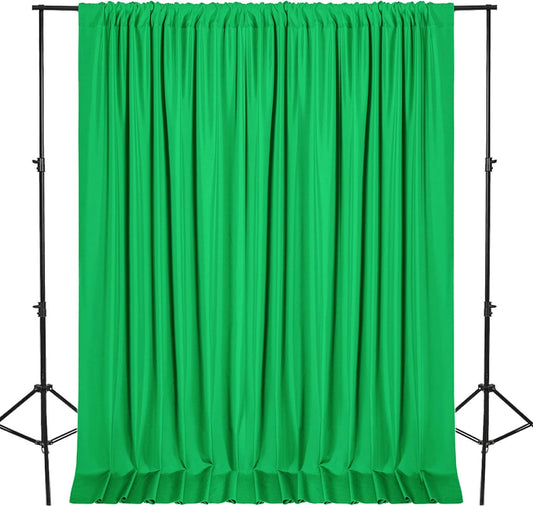 DWCN 10x8 FT Green Backdrop Curtains for Parties, Photography Backdrop Drapes with Rod Pockets for Wedding Decorations Stage Birthday Family Gatherings, 2 Panels 5ft x 8ft
