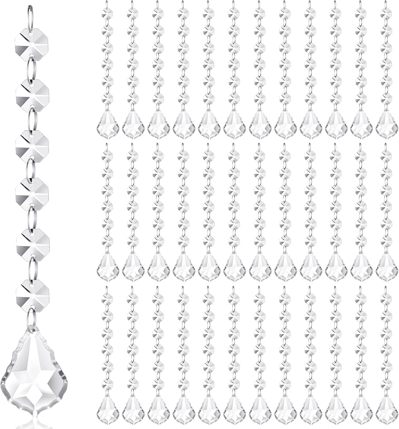 Nuenen 100 Pcs Acrylic Hanging Crystals for Centerpieces Chandelier Clear Crystal Garland Strands Ornament Acrylic Clear Beads Prisms Pendant for Christmas Tree Window Home Decoration(Maple Leaf)