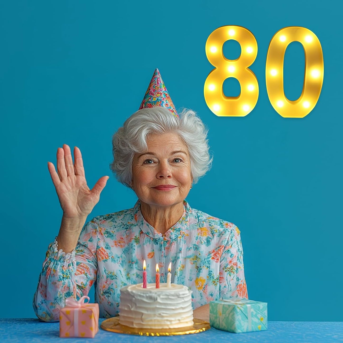 80th Birthday Decorations for Women Men,Happy 80 Birthday Decorations for Centerpieces Table,80 Light Up Numbers Sign Led for Party Backdrop Wall Decor for Wedding Anniversary Home